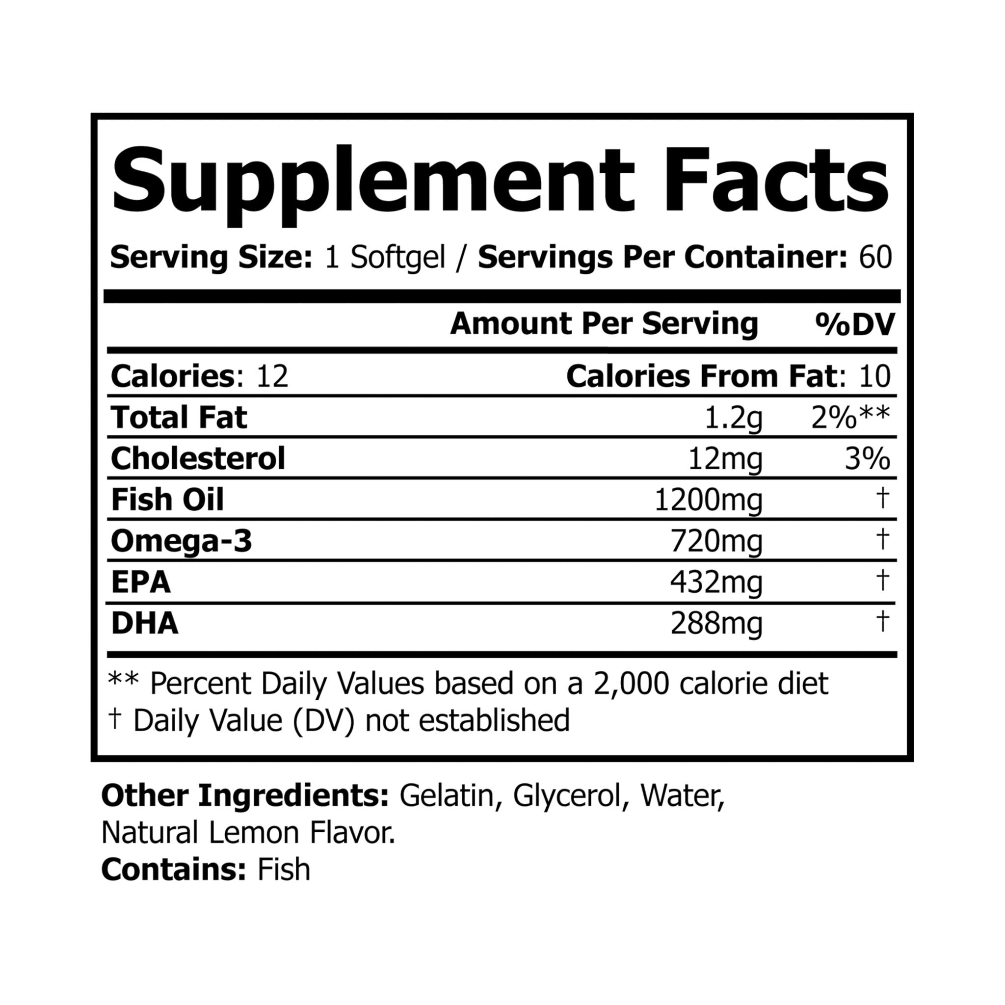 Dorpamine Vitality Omega 3 Fish Oil Supplement (60 Softgels)