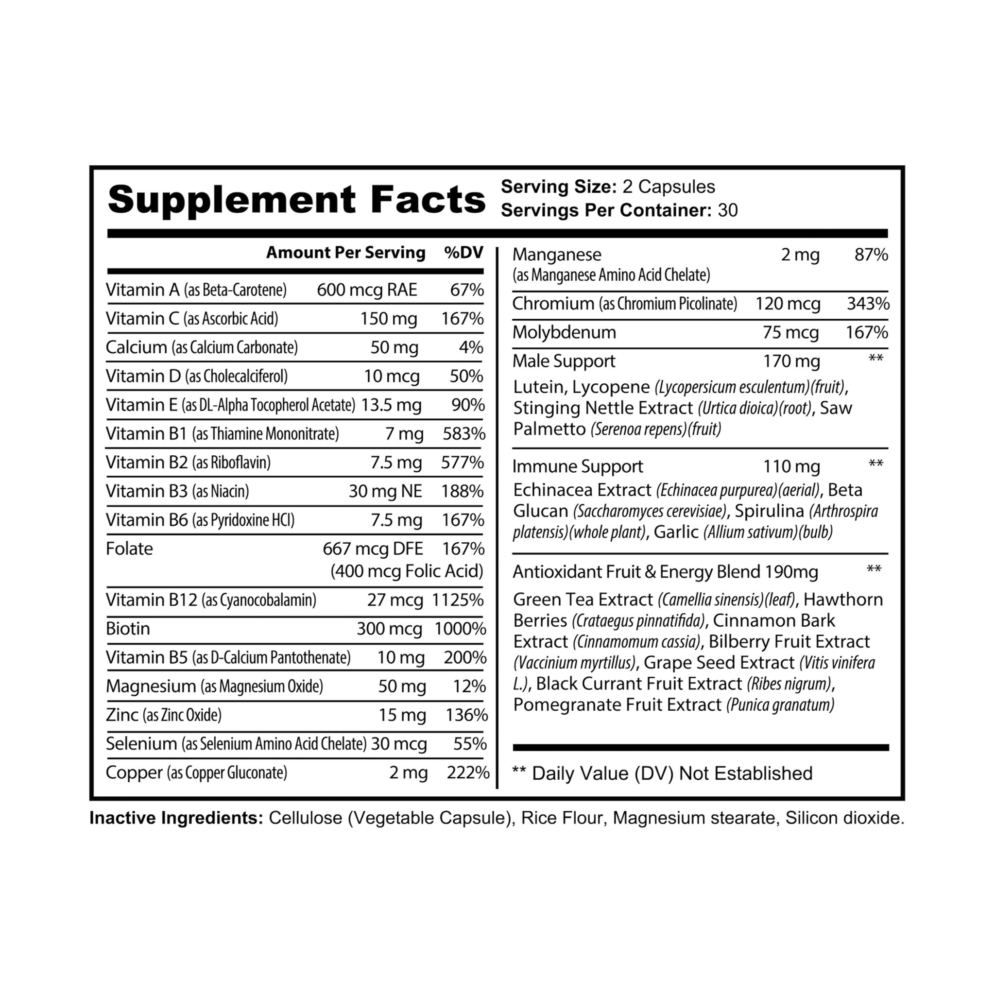 Dorpamine Vitality Multivitamin for Men Supplement (60 Capsules)