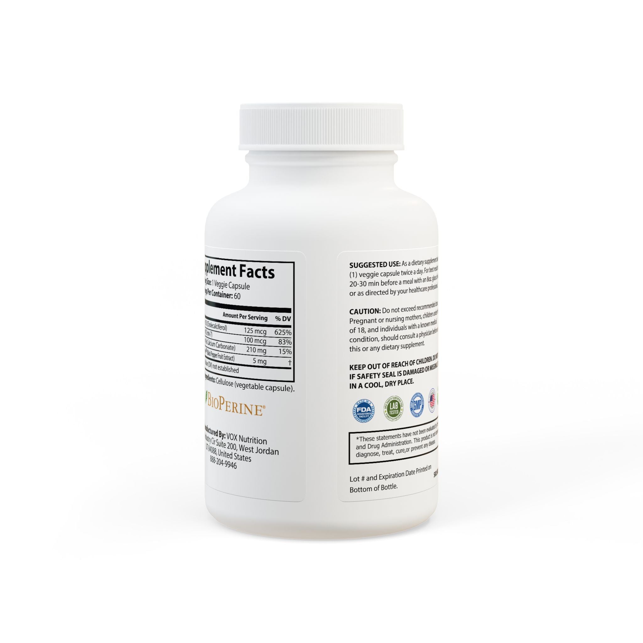 Dorpamine Vitality Vitamin K2 + D3 Supplement (60 Capsules)