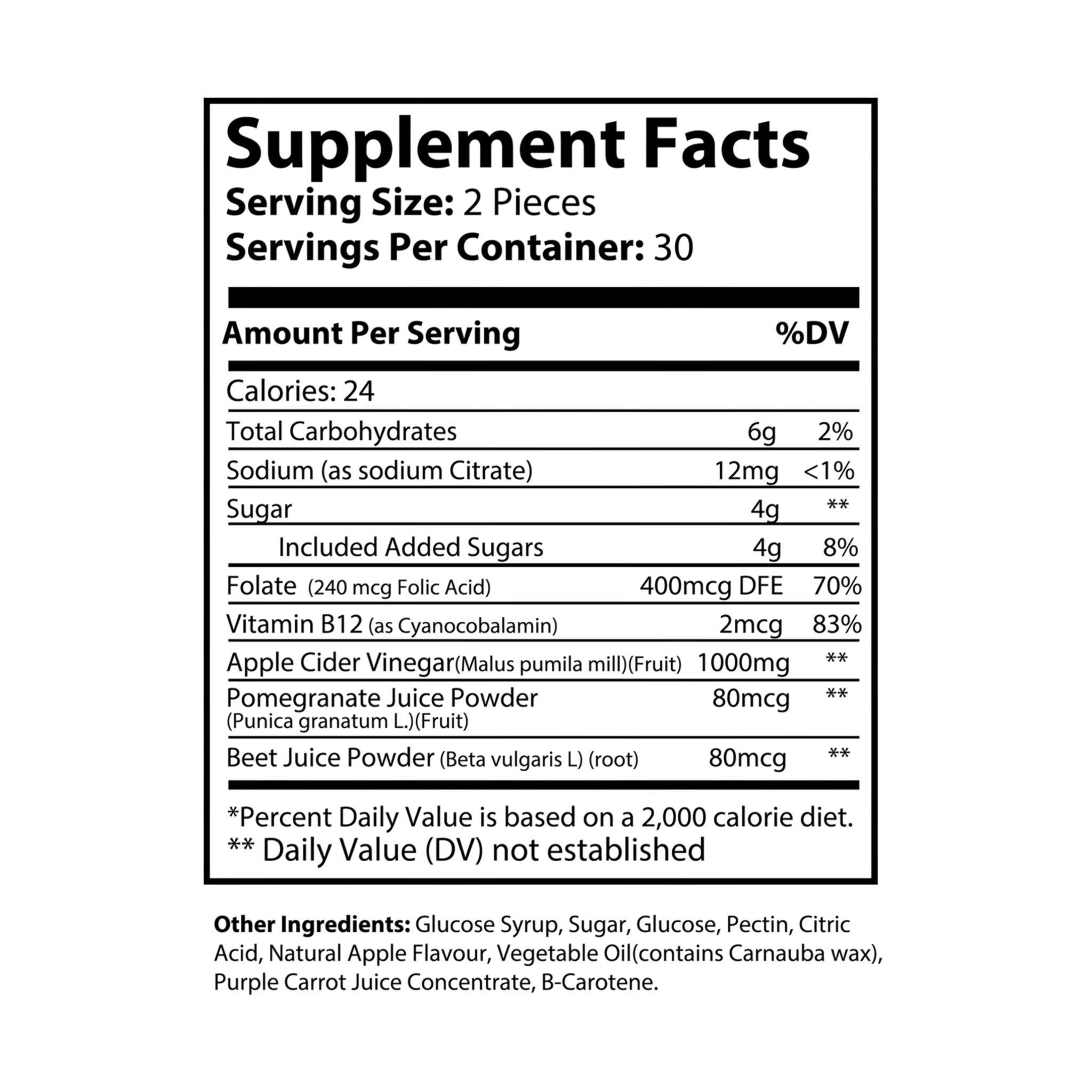 Dorpamine Vitality Apple Cider Vinegar Gummies (60 Gummies)