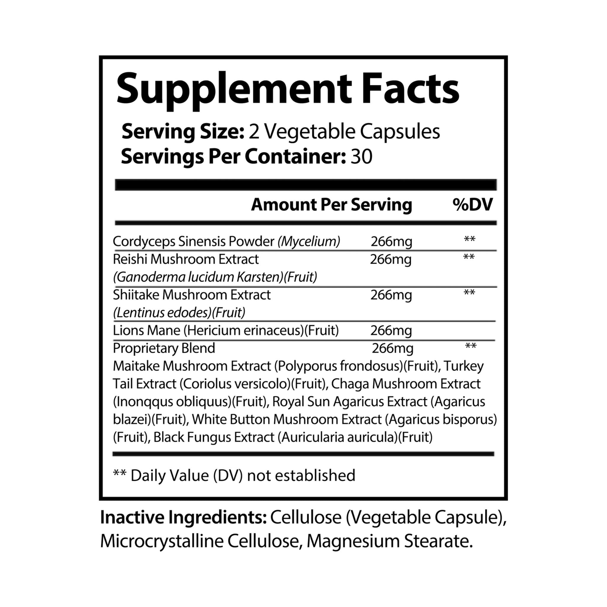 Dorpamine Vitality Mushroom Blend Supplement (60 Capsules)