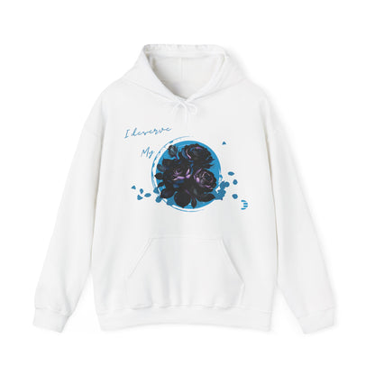 Dorpamine "I Deserve My Flowers" Collection Blue Unisex Heavy Blend™ Hooded Sweatshirt