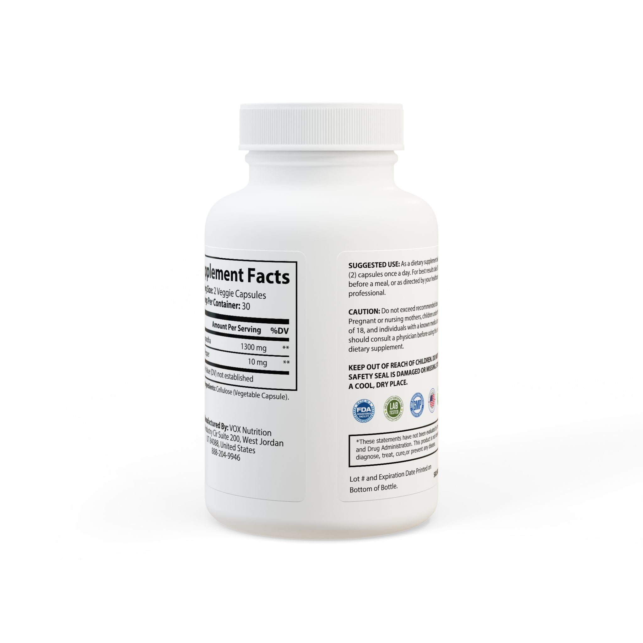 Dorpamine Vitality Ashwagandha and Black Pepper Supplement (60 capsules)