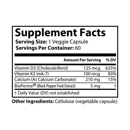 Dorpamine Vitality Vitamin K2 + D3 Supplement (60 Capsules)
